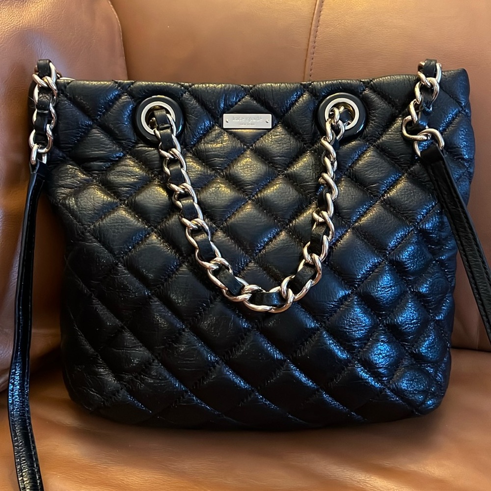 🎉𝐇𝐏!🎉KATE SPADE ♠️ MARYANN BLACK w/GOLD CHUNKY CHAIN HARDWARE
